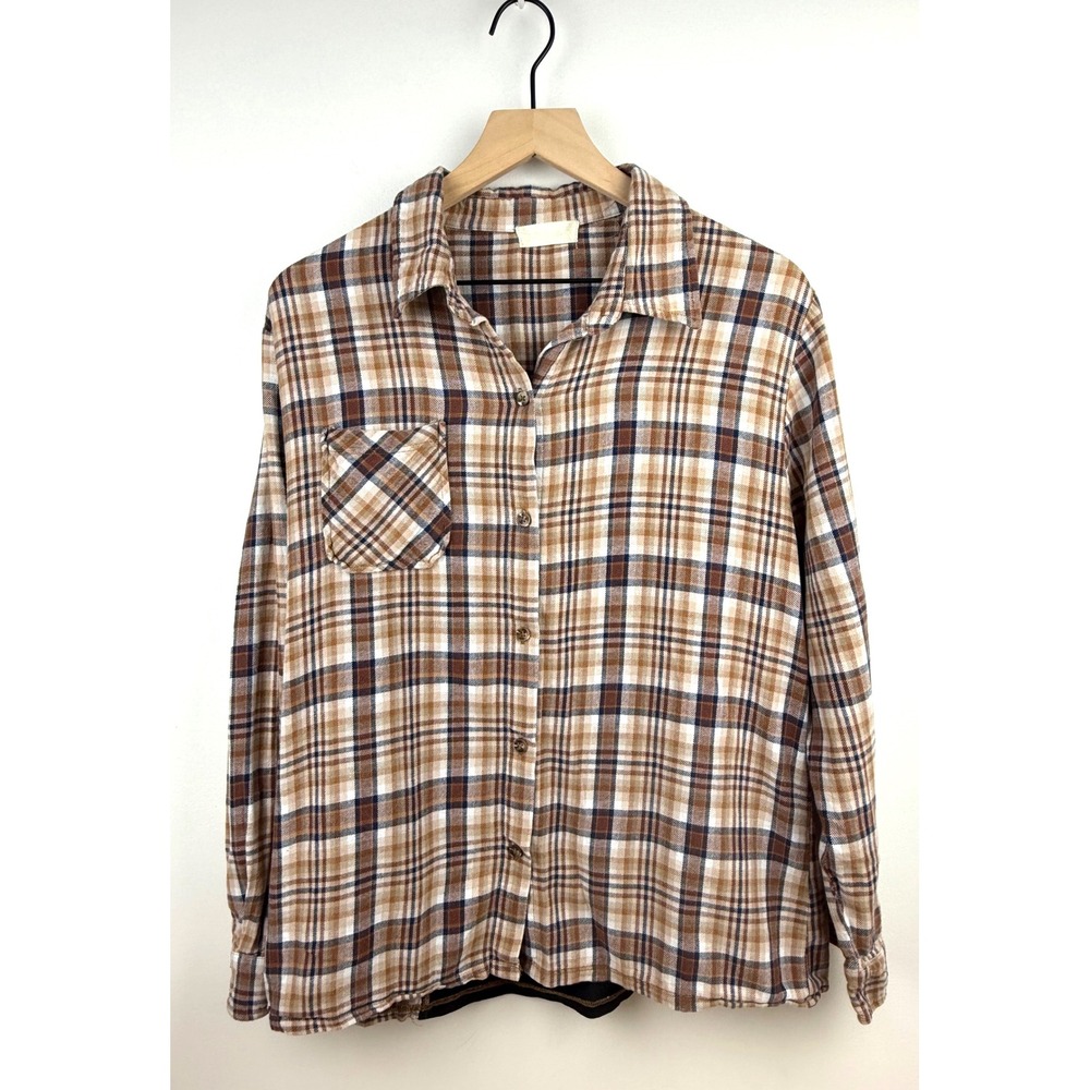 Altar'd State Plaid Flannel ButtonUp Shirt San Jacinto Motorcycle Graphic Medium
